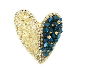 Broche coeur cristal bicolore