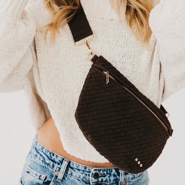 Bandolera bag suede trenzada café