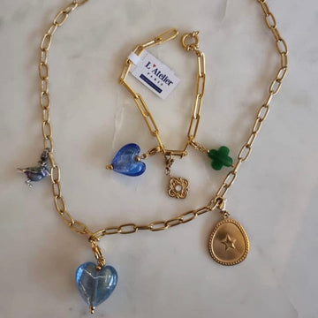 Charm petit coeur bonbon bleu