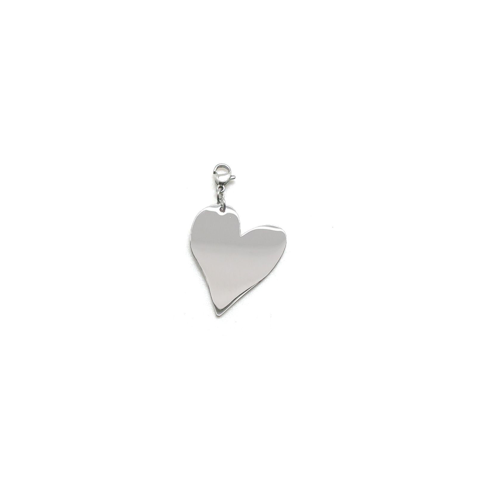 Pendentif Coulissant Argenté Forme Cœur - Vintage 1900