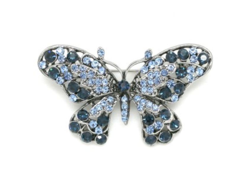 Broche papillon bleu