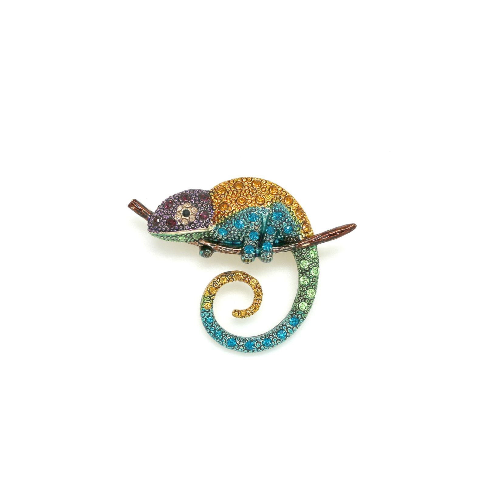 Broche caméléon bleu